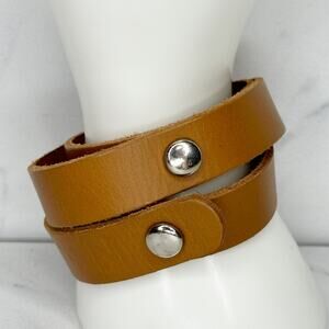 Brown Leather Double Wrap Bracelet Boho Stacking Wristband ✨